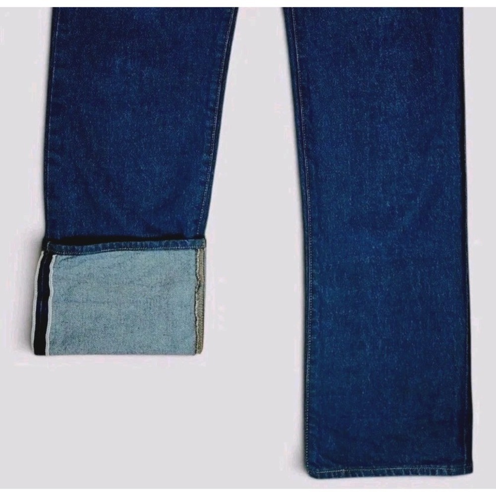 Levis 501 '90s Cuff Straight Selvedge Denim Jeans 28x36 Rinsey Rinse Button Fly - Picture 15 of 16